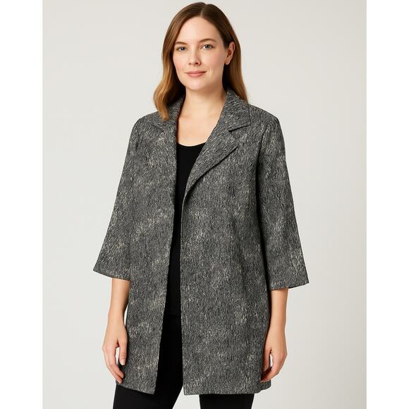 Bryn Walker Amsterdam Long Jacket Gray Black Italian Fabric Made in USA NWT - Picture 1 of 10